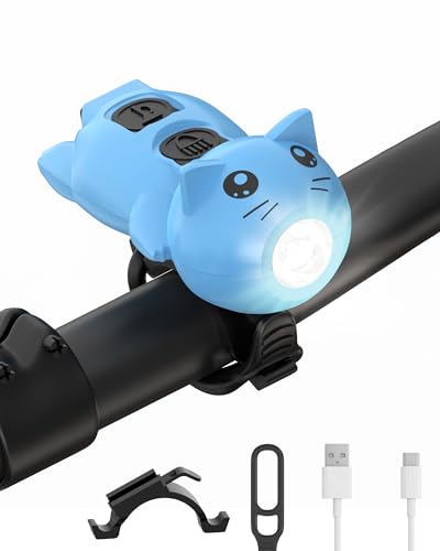 Gofimyee Luce LED per Scooter per Bambini - 3 Modalità di Illuminazione e 5 Tonalità di Clacson - Impermeabile e Ricaricabile USB-C