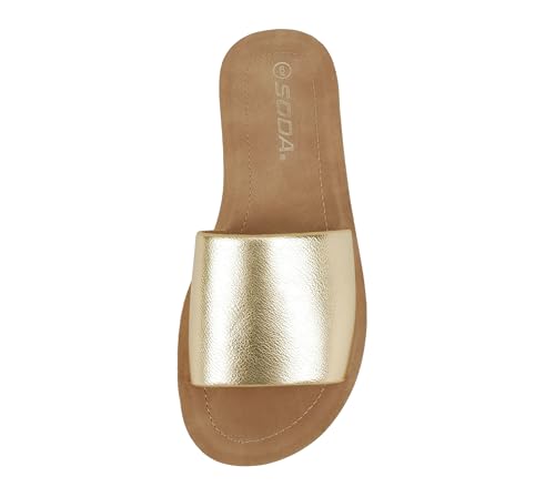 Image of Soda Shoes Efron-S Women Flip Flops Basic Plain Slippers Slip On Sandals Slides Casual Peep Toe Beach