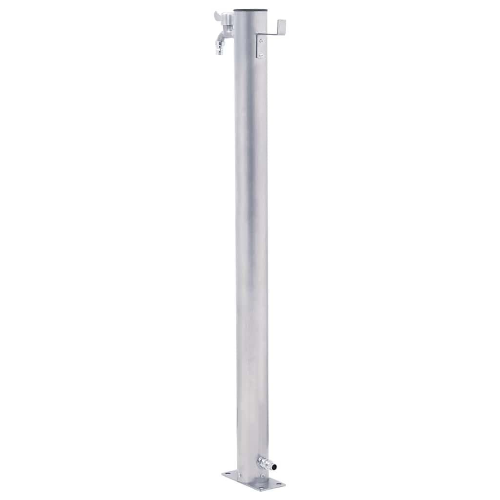 Colonna d'acqua in acciaio inox, 80 cm, rotonda, con rubinetto e supporto per tubo flessibile, per irrigazione da giardino, irrigazione a goccia, tubo da giardino e irrigazione automatica
