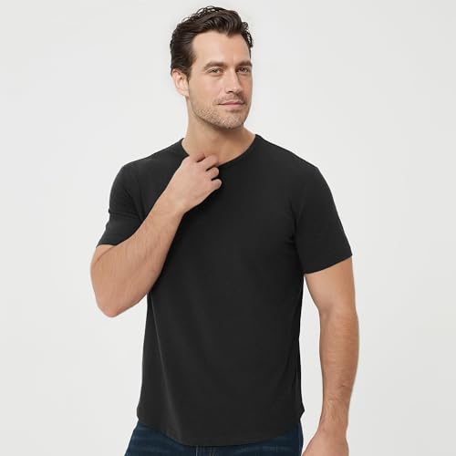 Image of Mens T-Shirts Crew Neck Shirts Athletic Fitted Plain Basic Tees Soft Cotton Blend Comfort T Shirts for Men