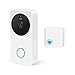 Wireless Video Doorbell Wi-Fi Enabled, Smart Home Door Bell 1080P Security Camera with Motion Detection, Real-Time Two-Way Video Intercom, Night Vision, Supports SD Card, with Chime and Battery