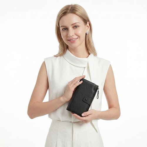 Image of YALUXE Women's Real Leather Wallet RFID Protect 21 Card Slots Phone Pocket