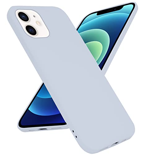 Image of DIZORO Microfiber Candy Case Compatible for iPhone 12 Mini Smooth Touch Cushion Liquid Soft Silicone Non-Slip Full Body Protective Shockproof Back Cover|5.4 inch|Solid (Sea Grey)
