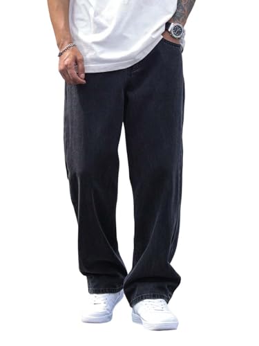 Image of KOTTY Men's Loose Fit Baggy Jeans - Relaxed Wide Leg Denim with Fashionable Urban Streetwear Look
