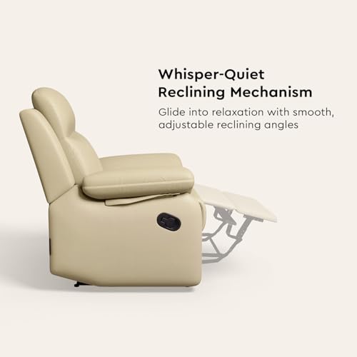 Image of Interio by Godrej Alpine Manual 1-Seater Synthetic Leather Recliner Sofa
