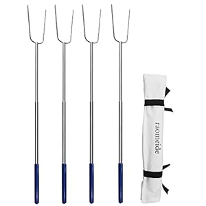 32″ Heavy Duty Hot Dog Roasting Sticks for Campfire, Smores Sticks for Fire Pit Long, Marshmallows Skewers (4 Pack)
