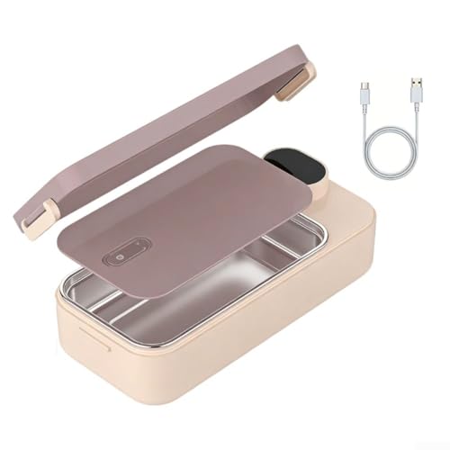 Mixabloem Lonchera eléctrica calentada, 7200 mAh, acero inoxidable 304 de 900 ml, contenedor aislado portátil a prueba de fugas de calor, para oficina, escuela, viajes (A)
