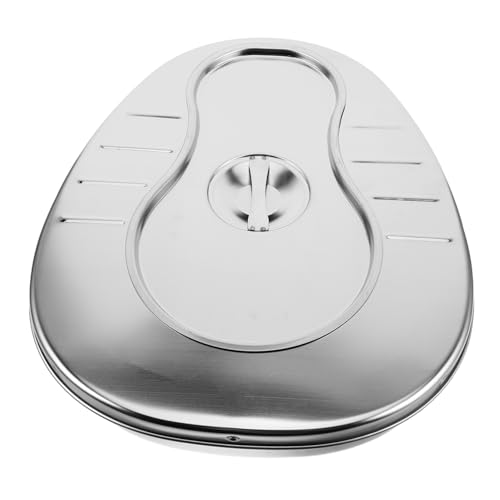 WRITWAA Stainless Steel Bedpan for Bedridden Elderly Lid, Large Capacity Heavy Duty Commode Potty for Home Use, Portable Bedside Toilet Suitable for Elderly Men and Women