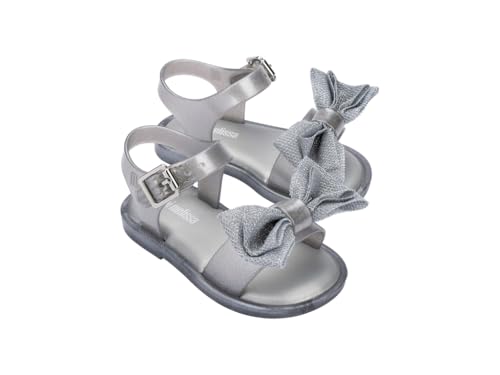 Image of mini melissa Mar Hot Sandals for Babies & Toddlers - Sparkly Sandals w /Heart Buckle & Bow for Baby Girls, Kids Jelly Shoes