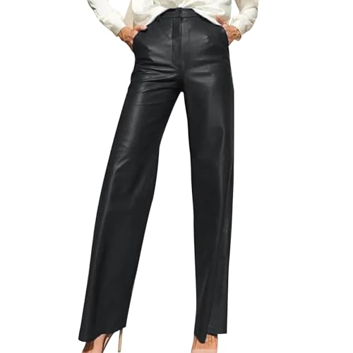 Leather Pants for Women Stretch Retro Faux Leather Pants with