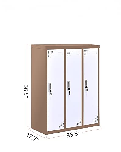 MAYROY Metal Locker Office Storage Locker Home Steel Locker School Storage Organizer, Storage Cabinet for Kids Students Employee (White, W3D)