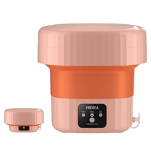 Portable Washing Machine and Dryer Combo, Foldable Portable Mini Washer with 3 Modes Half Automatic Washt, 6L Mini Washing Machine for Clothes with Blue Light Deep Cleaning,Yellow