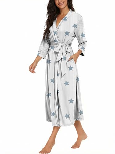 Image of VINTATRE Women Robes Long Knit Bathrobe Lightweight Soft Bath Robe with Pockets
