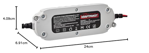 Dino KRAFTPAKET 4A-6V/12V intelligentes und automatisches Batterieladegerät | Für Blei-Säure, GEL, Start/Stopp EFB, AGM-Batterie | KFZ-Ladegerät für Auto, Motorrad, Kleintransporter, PKW, Boot