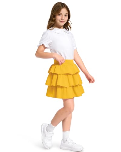 Image of KEREDA Girls Skirt Kids Casual 3-Layer Ruffle Skort School Uniform Skirts for Girls