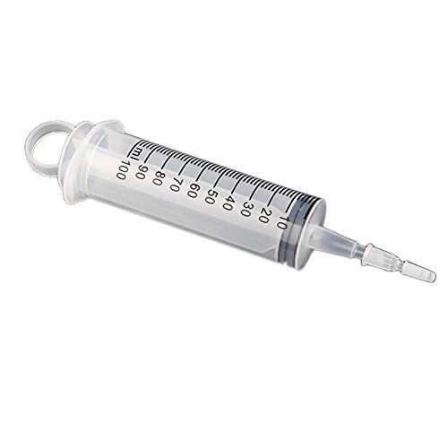 Rocita 100ml Leichte Kunststoff-Spritze Küche Messwerkzeug Multifunktionale tragbare Spritze mit Abdeckung für Scientific Labs Dispensing Tierernährung Cover