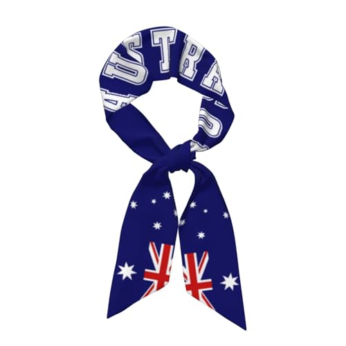 Vintage Australia Australian Flag Text Women's Fashion Neck Scarf Lightweight Silk Head Scarf Double Sided Hairband Headband for Handbag Accessories