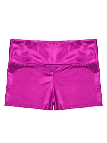 Girls Shiny Metallic Workout Shorts High Waist Yoga Dance Booty Shorts Biketards Bike Shorts Dancewear3