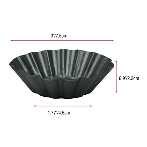 Proshopping 12 Packs Egg Tart Pan, Non-stick Carbon Steel Egg Tart Molds,Tartlet Tins,Mini Pie Mould, Muffin Cupcake Pudding Baking Cup Maker - for Pies, Chinese Egg Tart, Cakes (Biger Size 3"x 0.9")