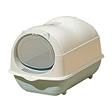 Ｇａｚｅｃｈｉｍｐ フード付き猫用トイレ、密閉されて覆われた大きな猫用トイレ、フロントドア付き、水しぶき防止取り外し可能猫用トイレトレイ再利用可能な子猫用トイレ, ライトグレー