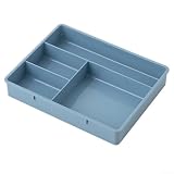 Vassoio organizer per cassetti da scrivania con 4 scomparti per forniture per ufficio e cancelleria, per piccoli oggetti e divisori, per casa, scuola, spazio di lavoro, risparmio di spazio (blu)