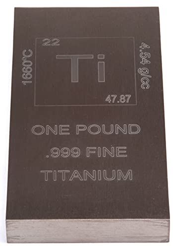 Titanium Bar - 1Lb Laser Engraved .999 Pure Bullion Bar Chemistry Element Design By Unique Metals #TOP2