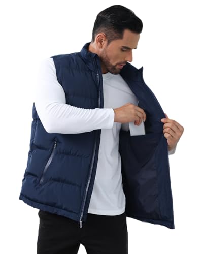 Image of JIHUILAI Men's Puffer Vest Winter Jacket Warm Puffy Vests Men Outdoor Sleeveless Lightweight Water-Resistant Vest M To 5XL