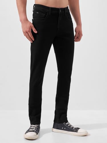 Image of Highlander Mens Tapered Fit Denim Jeans for Man |Jeans Pant Cropped Length|Mid-Rise|Stylish Casual Wear with Stretchable Fabric