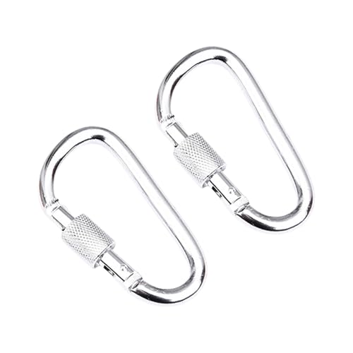 2 Pièce Argen Mousquetons Aluminium Fermeture vis - Indispensable pour Voyages Camping, Porte-clés, Aventures Plein air l'équipement Vacances Femmes