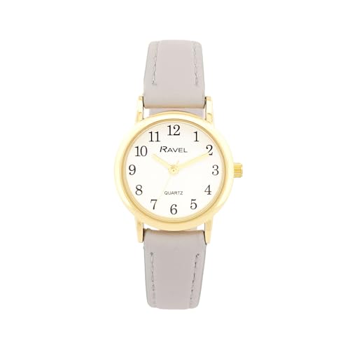 Ravel - Montre de Tous Les Jours aux Couleurs Pastel pour Femmes (boîtier 27 mm) - Quartz Analogique - R0137.33.2 - Gris/Couleur Or