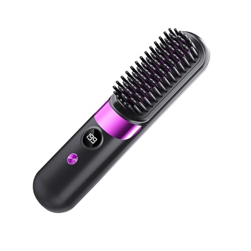 Peine alisador de cabello inalámbrico con calentamiento rápido en 30 segundos portátil para viaje con funda segura para peinar