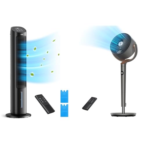 Dreo Tower Fans 40" Evaporative Air Cooler and 120°+120° Oscillating Fan with Remote Control for Bedrooms