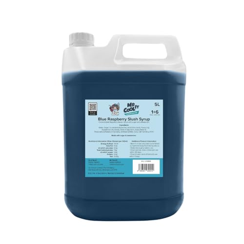 Mr Cool It Blue Raspberry Slush Syrup 5L - Reduced Sugar Frozen Drink Mix 6:1 Concentrate Suitable for All SLUSHI Machines Vegan Halal & Gluten Free