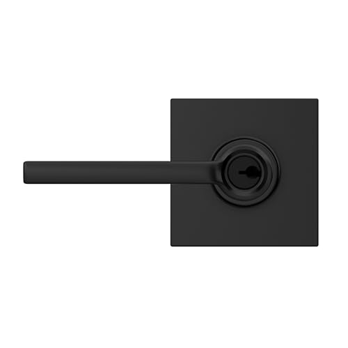 Image of SCHLAGE Latitude Keyed Entry Door Handle, Reversible, Matte Black | Keyed entry lever door handle with turn-button lock, Easy to install, Certified security & durability, Universal fit, 2 keys
