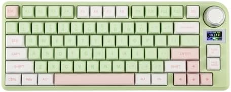 EPOMAKER Shadow-X Gasket Mechanical Keyboard, Hot Swappable 2.4ghz/Bluetooth/USB-C Wired Gaming Keyboard with Screen, 3000mAh Battery, Poron Foam, Silicon Pad for Win/macOS (Flamingo Switch)