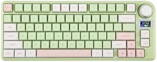 EPOMAKER Shadow-X Gasket Mechanical Keyboard, Hot Swappable 2.4ghz/Bluetooth/USB-C Wired Gaming Keyboard with Screen, 3000mAh Battery, Poron Foam, Silicon Pad for Win/macOS (Flamingo Switch)