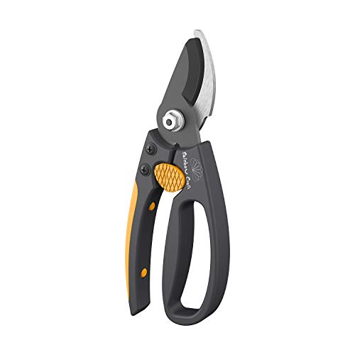 Rainbow Craft 8'' Bypass Pruner Shear, Rose Cutters, Herbs Scissors, Plant Trimming Shears for Garden&Lawn - Orange Color - Thumbnail 2