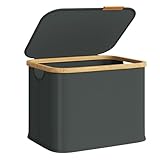 SONGMICS Cesto de Ropa con Tapa, Recogedor de Colada, Ahorra Espacio, Tejido de...
