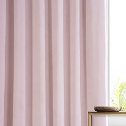 Image of HPD Half Price Drapes Signature Plush Velvet Blackout Curtains for Bedroom (1 Panel), 50W X 96L Hotel Black Out Curtains for Living Room, Thermal Insulated Blackout Curtains for Windows, Rose Water