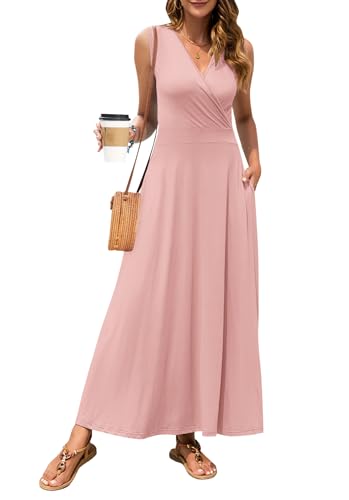 Image of MISFAY Women Maxi Dress Sleeveless Wrap V Neck Summer Boho Casual