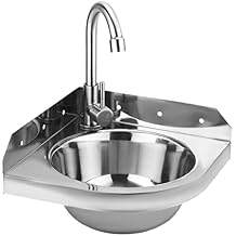 Commercial Hand Wash Sink with Hot and Cold Water Faucet, Bathroom Vessel Sink Stainless Steel Wall Mount Corner Vanity, Small Apartment Bathroom Mini Triangle Washbasin