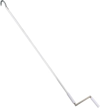 RV Awning Crank Handle, 54 Stainless Steel Foldable Awning Crank Wand with Hook, Manual Awning Pull Rod Replacement for RV Awnings, Retractable Awnings, Outdoor Roller Shades and Camper Canopies