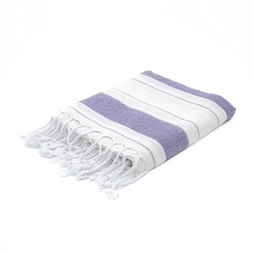 Image of BERCA HOME Ephesus Turkish Beach Towel – Lightweight, Quick Dry, Sand Free – 100% Cotton Peshtemal Hammam & Bath Towel – 90x190 cm – Soft & Compact for Spa, Travel, Gym, Yoga, Camp, Picnic (Purple)