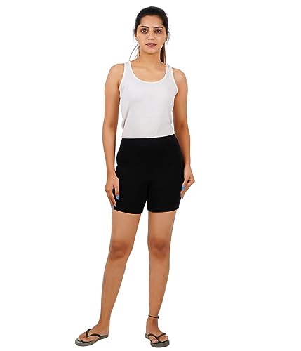 Image of Girls Cycling Shorts| Under Dress | Yoga Shorts | Workout Shorts | Running Shorts | Gym Shorts for Girls I Colour Black