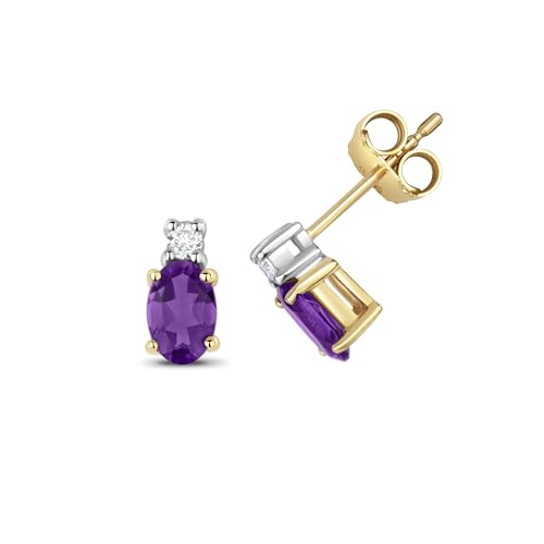 Boucles d'oreilles or 375 améthyste et diamant, le cadeau d'anniversaire mémorable pour elle