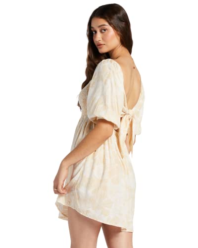 Roxy Women's Satin Sands Mini Dress, Tapioca Crazy Hibiscus 231 #TOP2