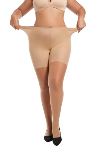 Image of Women's Plus Size Control Top Tights 15 Den, Durable Semi Opaque Pantyhose, Ultra-Soft Stretchy Opaque Control Tights