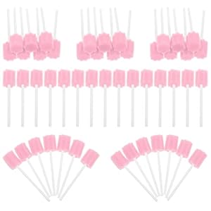 Healifty 50 Stuks Orale Swabs Mond Spons Dental Swabsticks Unflavored Voor Mond Cleaning Oral Care Gezondheid (Roze)