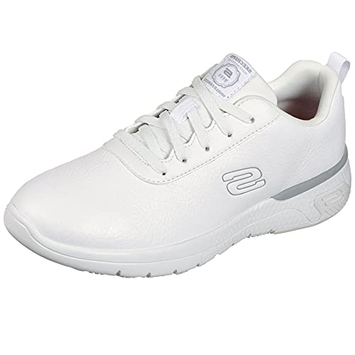 Skechers Marsing Gmina, Scarpe da Ginnastica Basse Donna, White Prime Asia Leather, 39 EU