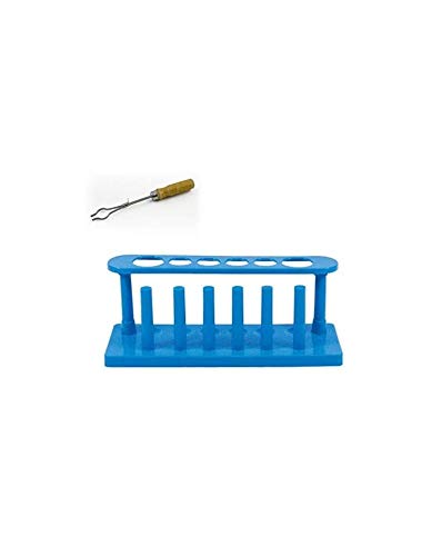 VITSZEE Plastic Test tubes Stand Rack(blue or white color) with Wooden Handle Chromium plated Holder